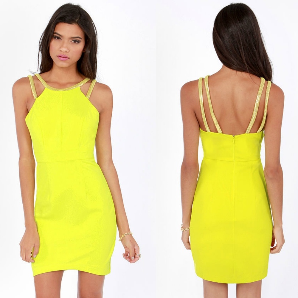 LUMIER BRIGHT ON THE TOWN CHARTREUSE YELLOW DRESS